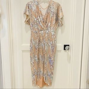 Revolve ASTR The Label Champagne Sequin party dress wedding New Years holiday